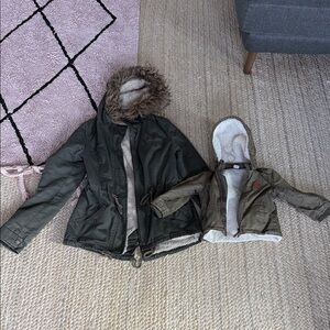Mommy and Me matching H&M Olive Green Lined Jackets with Hoods